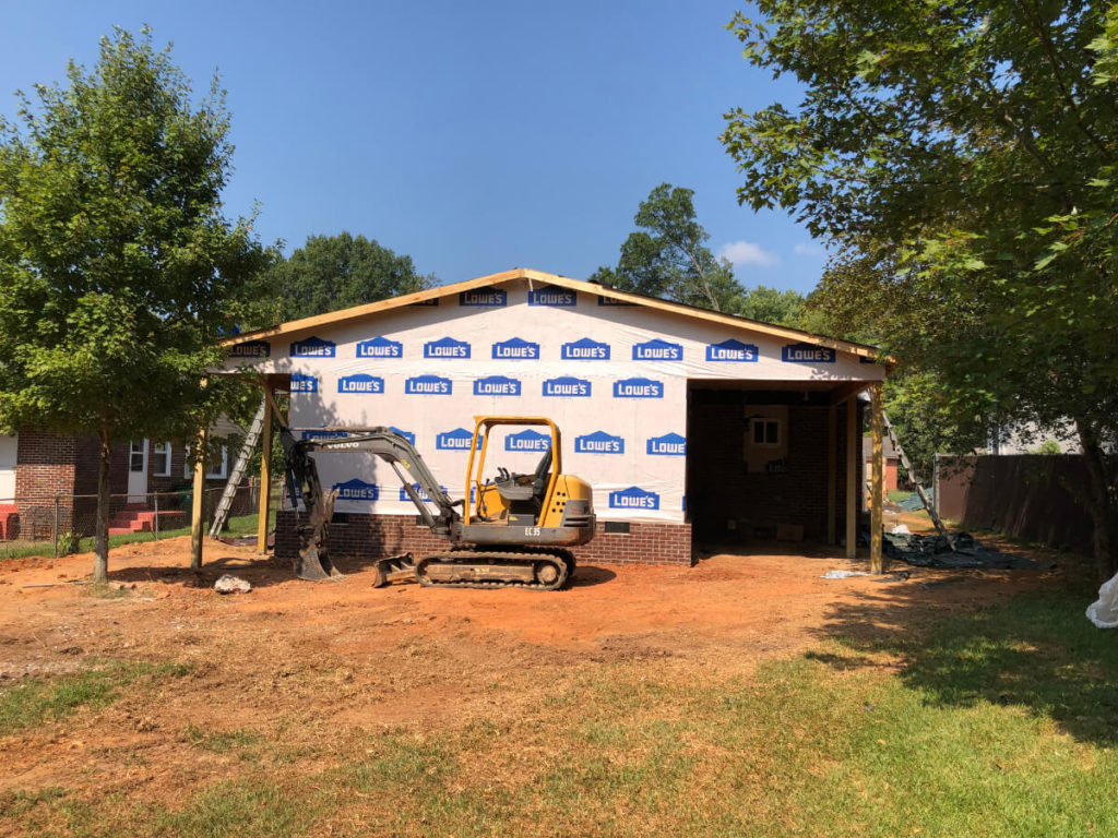 South Charlotte Contractor for Home Addition with Roof and Siding almost completed