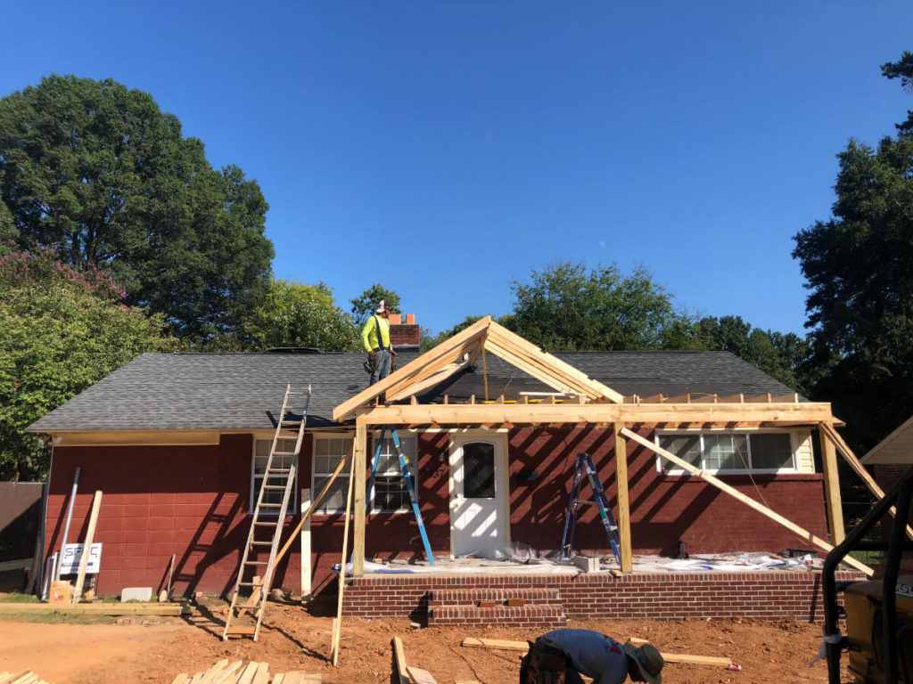 South Charlotte Remodel Contractor for Addition with Porch frame